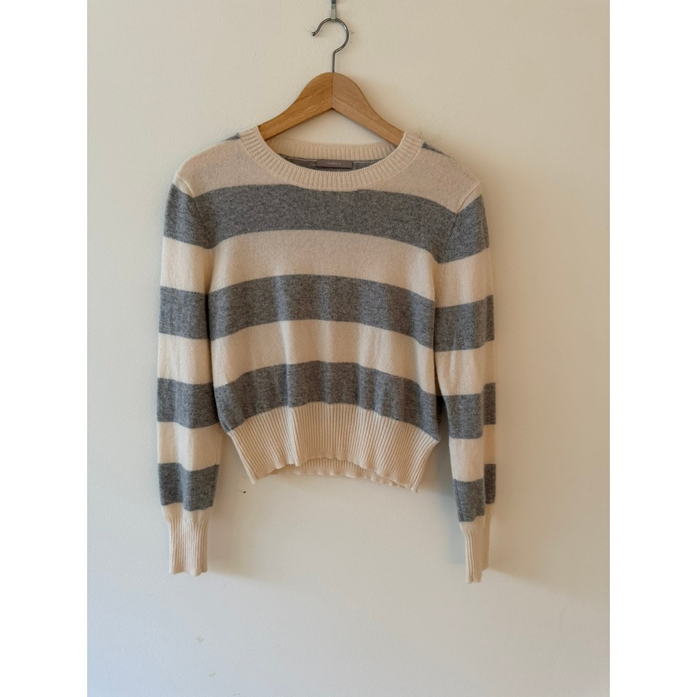 J.Crew Cashmere shrunken crewneck sweater in rugby stripe Size M